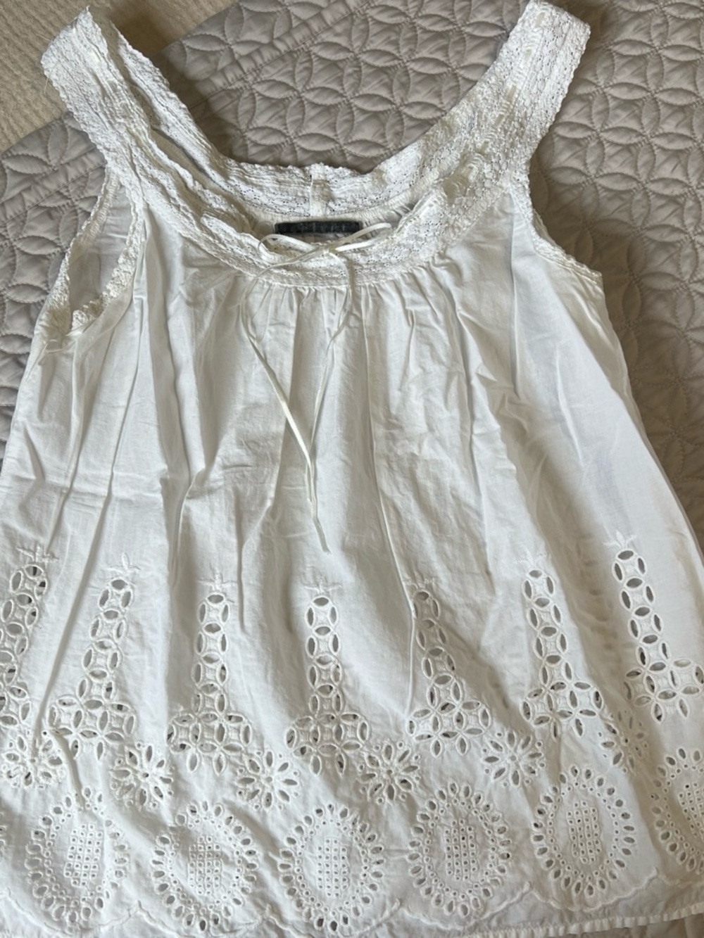 Velvet White Cotton Eyelet Lace Camisole